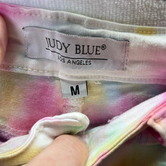 Judy Blue Swirl Tie Dye Cutoff Shorts Womens M denim Cute Stretch Summer 2182 - Picture 3 of 8